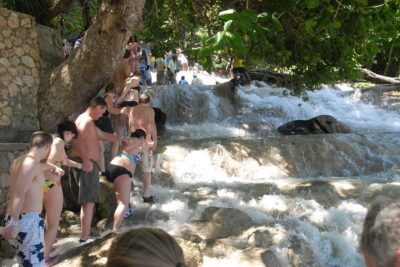 Falmouth Shore Excursion: Dunns River Falls and River Tubing Tour - The top of the falls: market browsing and a little reset