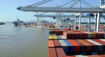 Savannah: Cruise Port Tour - Heading Under Talmadge Memorial Bridge Toward the Port of Savannah