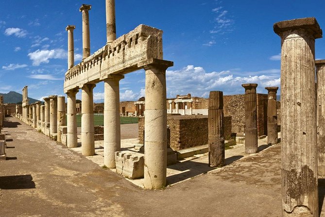 Shore tour of Pompeii, Vesuvius and Herculaneum. - The optional wine-cellar lunch on Vesuvius